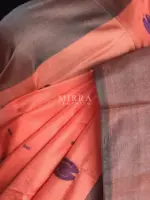 Coral Peach Chinnalapattu Silk Saree with Handwoven Buttas - Image 6