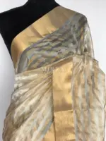 Offwhite Chanderi Silk Saree with Zari Weaves - Image 3