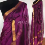 Purple Mangalagiri Silk Saree with gold zari checks - Image 4