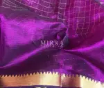 Purple Mangalagiri Silk Saree with gold zari checks - Image 8