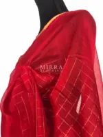 Scarlet Red Mangalagiri Silk Saree with gold zari checks - Image 4
