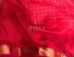 Scarlet Red Mangalagiri Silk Saree with gold zari checks - Image 6