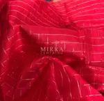 Scarlet Red Mangalagiri Silk Saree with gold zari checks - Image 5