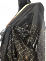 Black Mangalagiri Silk Saree with gold zari checks - Image 5