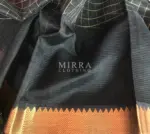 Black Mangalagiri Silk Saree with gold zari checks - Image 6