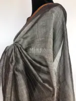 Grey Mangalagiri Silk Saree with gold zari checks - Image 6
