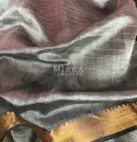 Grey Mangalagiri Silk Saree with gold zari checks - Image 7