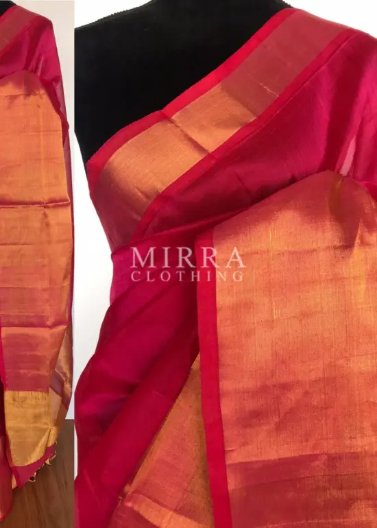 Pink ﻿Pure Handloom Mangalagiri Silk Saree