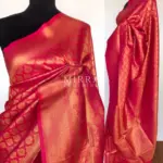 Hot Pink Banarasi Silk Saree with Gold Zari Weaves - Image 2
