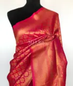 Hot Pink Banarasi Silk Saree with Gold Zari Weaves - Image 3