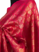 Hot Pink Banarasi Silk Saree with Gold Zari Weaves - Image 5