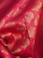 Hot Pink Banarasi Silk Saree with Gold Zari Weaves - Image 6