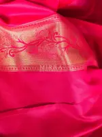Hot Pink Banarasi Silk Saree with Gold Zari Weaves - Image 7