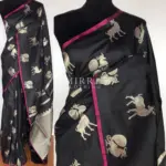 Black Banarasi Silk Saree with Silver Zari Motifs