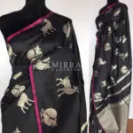 Black Banarasi Silk Saree with Silver Zari Motifs - Image 2
