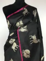 Black Banarasi Silk Saree with Silver Zari Motifs - Image 3