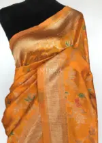 Mustard Banarasi Silk Saree with Gold Zari Weaves - Image 3