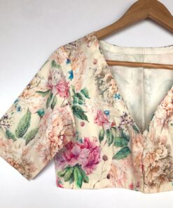 Offwhite Rayon Blouse with Floral Prints