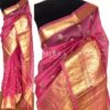 Creamy Pink Pure Organza Saree with Floral Embroidery