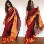Maroon ﻿Pure Handloom Mangalagiri Silk Saree