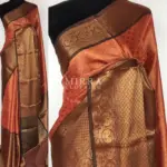 Brick Red Kora Silk Saree with Gold Zari Weaves