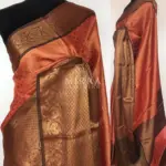 Brick Red Kora Silk Saree with Gold Zari Weaves - Image 2
