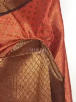 Brick Red Kora Silk Saree with Gold Zari Weaves - Image 5