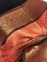 Brick Red Kora Silk Saree with Gold Zari Weaves - Image 6