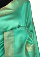 Mint Green Banarasi Silk Saree with Gold and Silver Zari Weaves - Image 5