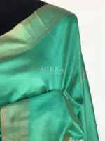 Mint Green Banarasi Silk Saree with Gold and Silver Zari Weaves - Image 6