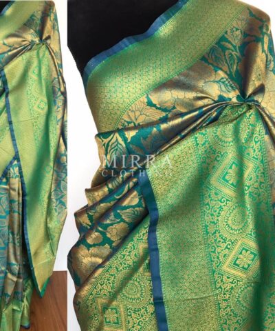 Blue Banarasi Silk Saree with Antique Zari Weaves
