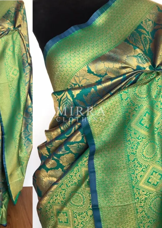 Blue Banarasi Silk Saree with Antique Zari Weaves