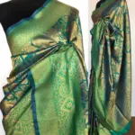 Blue Banarasi Silk Saree with Antique Zari Weaves - Image 2