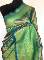 Blue Banarasi Silk Saree with Antique Zari Weaves - Image 3