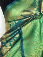 Blue Banarasi Silk Saree with Antique Zari Weaves - Image 5