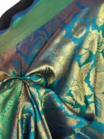 Blue Banarasi Silk Saree with Antique Zari Weaves - Image 6