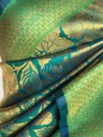 Blue Banarasi Silk Saree with Antique Zari Weaves - Image 7