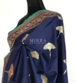 Navyblue Katan Silk Saree with Gold Zari Weaves - Image 5