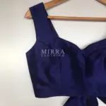 Royal Blue Raw Silk Blouse With Tie-up