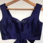 Royal Blue Raw Silk Blouse With Tie-up - Image 3