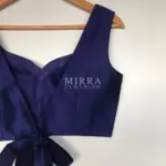 Royal Blue Raw Silk Blouse With Tie-up - Image 5