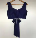 Royal Blue Raw Silk Blouse With Tie-up - Image 2