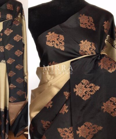 Pale Gold Kora Silk Saree with Gold Zari Weaves