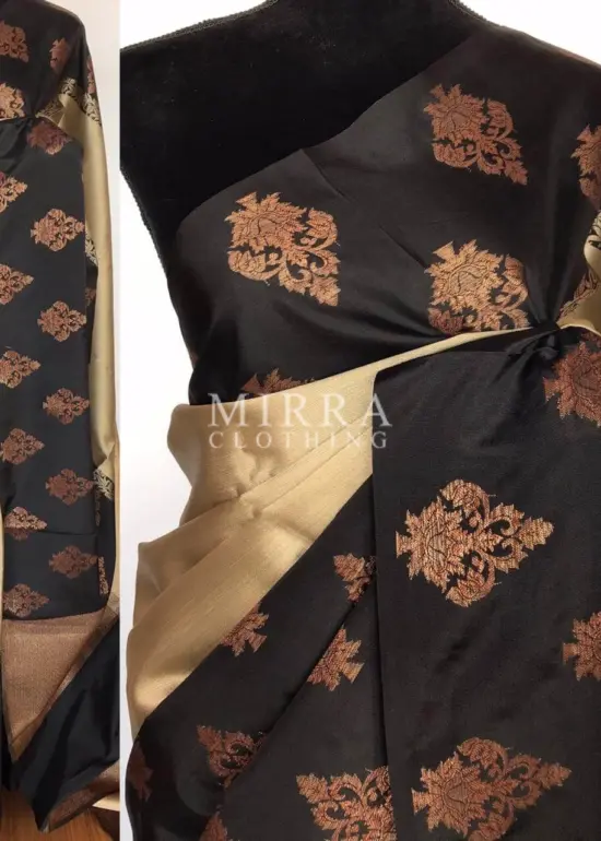 Pale Gold Kora Silk Saree with Gold Zari Weaves