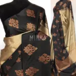 Pale Gold Kora Silk Saree with Gold Zari Weaves - Image 2