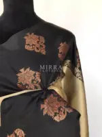 Pale Gold Kora Silk Saree with Gold Zari Weaves - Image 5
