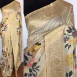 Offwhite Banarasi Silk Saree with Floral Prints