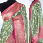 Sea Green Kora Silk Saree with Zari Weaves - Image 2