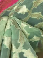 Sea Green Kora Silk Saree with Zari Weaves - Image 6