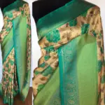 Offwhite Banarasi Silk Saree with Floral Prints and Antique Zari Weaves